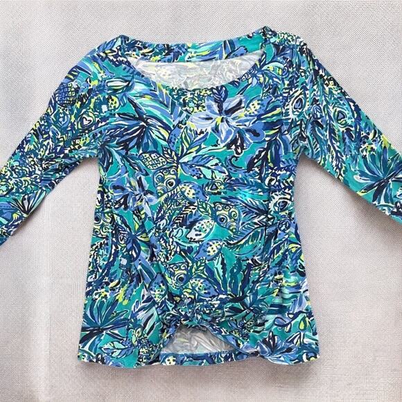 Lilly Pulitzer Bennet Blue Sneak a Beak Long Sleeve Cotton Top Small - Picture 1 of 5